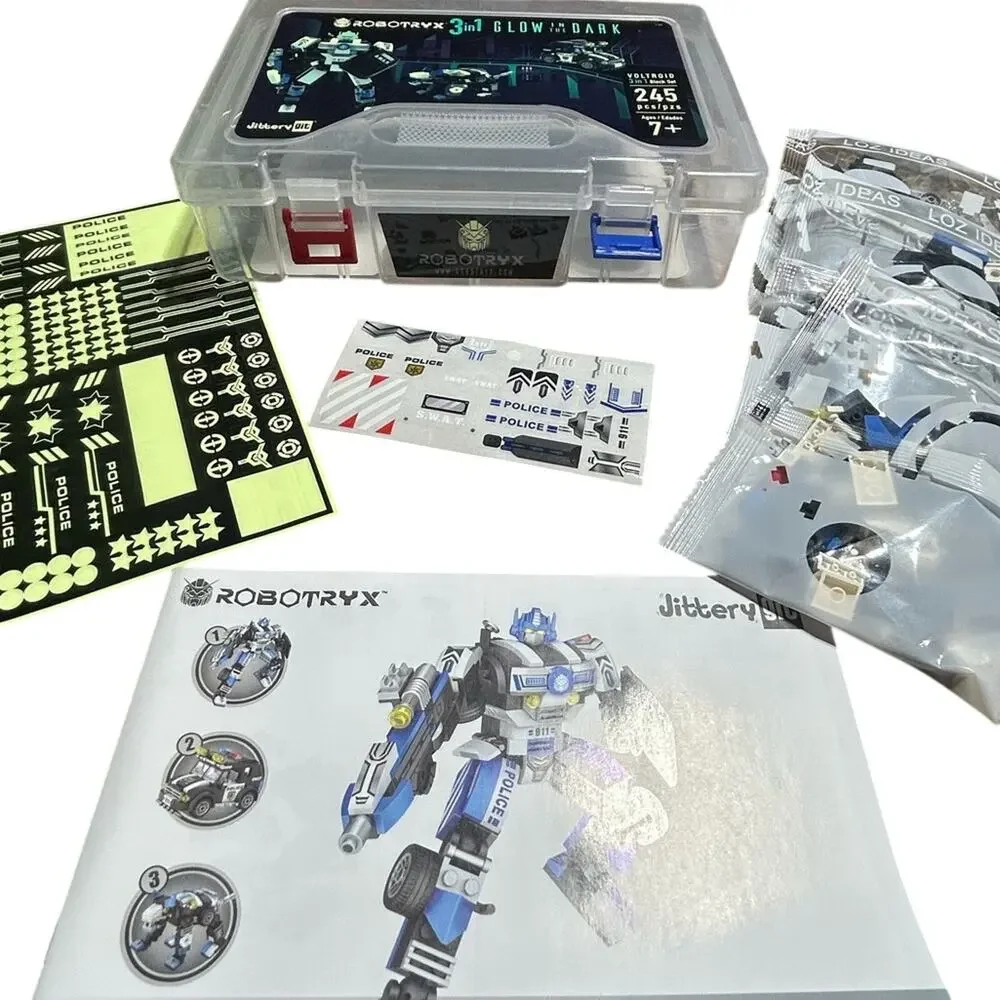 Jitterygit Robotryx 3-in-1 Glow in the Dark Robot Police kit NWT